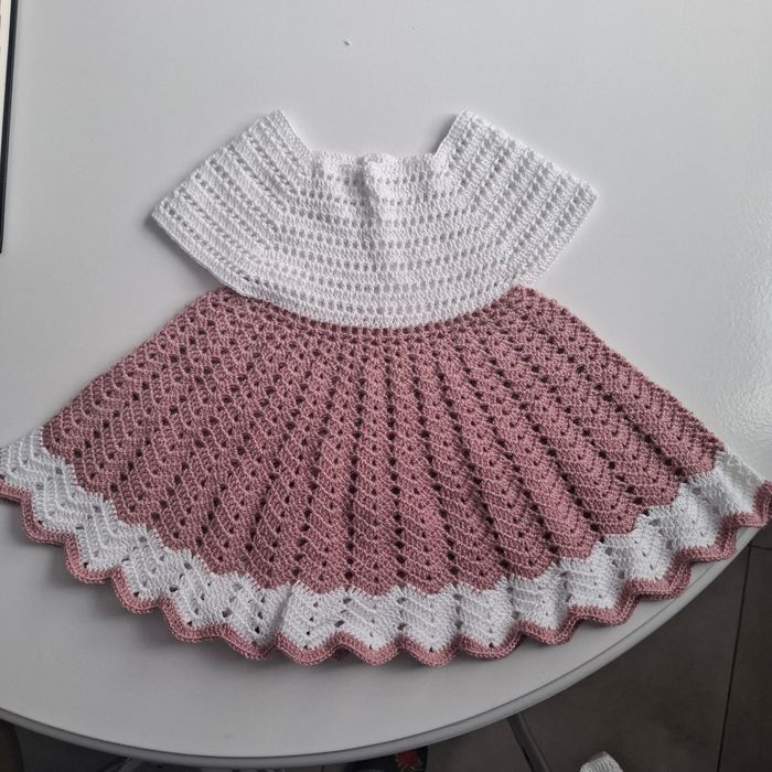 Sukienka chrzest, roczek, sesja szydełko hand made