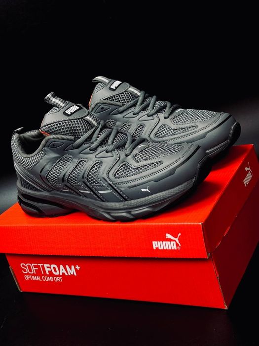 Мужские кроссовки Puma Серые кожаные текстиль кросівки  спортивні пума