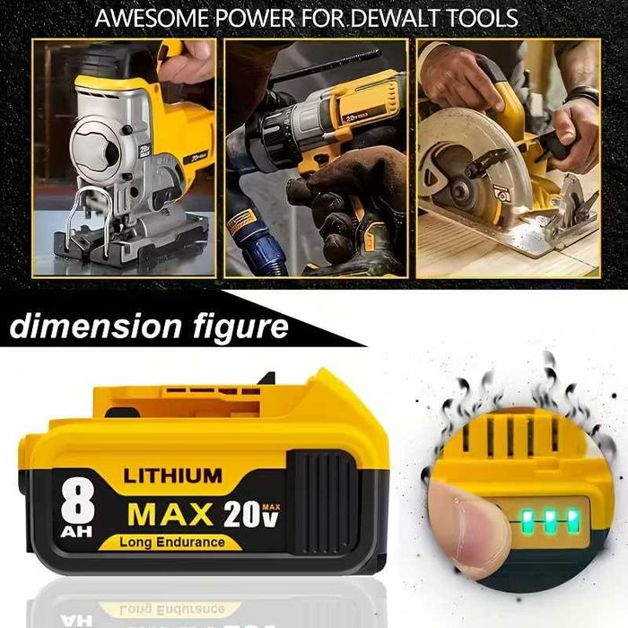 Батарея 8Ah 20V MAX для DeWalt XR Змінний акумулятор для DCB205/DCB206