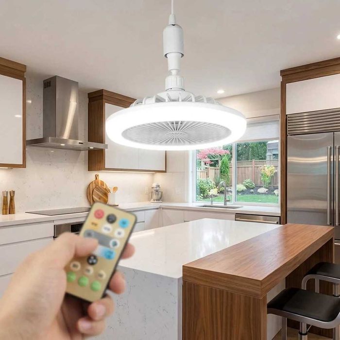Lampa sufitowa z wentylatorem – LED, Klasa A, E27