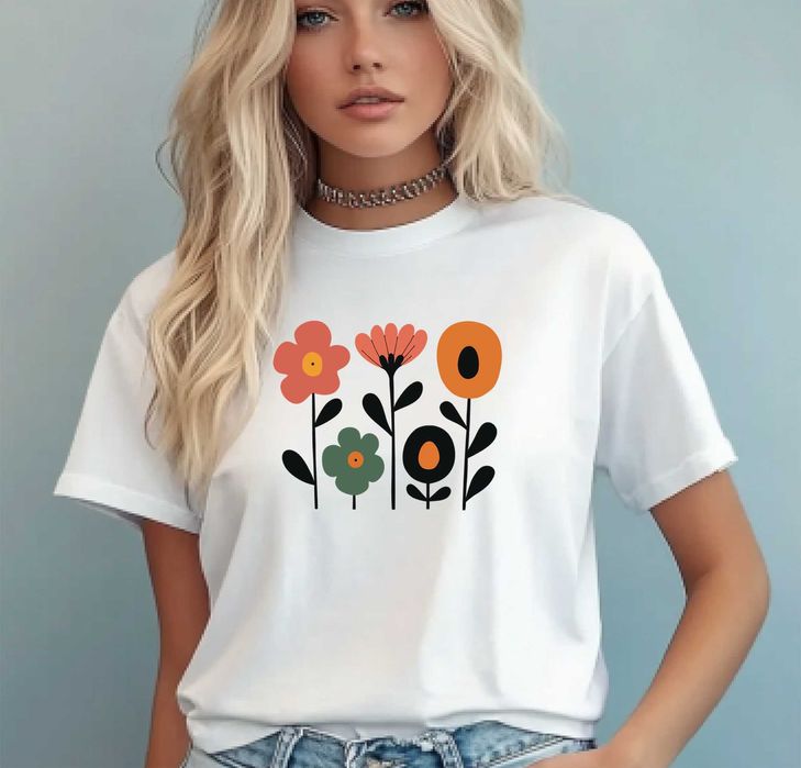 koszulka w kwiaty, modna koszulka wiosna, lato, kolorowe kwiaty