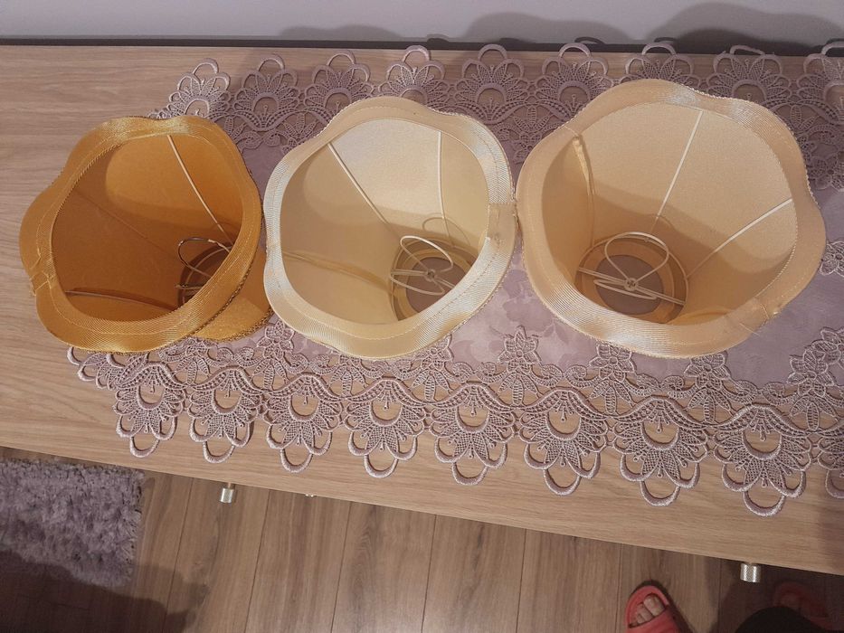 Zestaw 3x abażur tkanina 20cm abażury vintage wykończone koronką