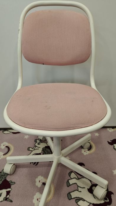 Dziecięce krzesło biurowe, biało - różowe, IKEA ÖRFJÄLL- 2 szt.