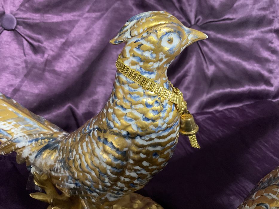 Par de faisões vista alegre pintura a ouro ,Discrição abaixo