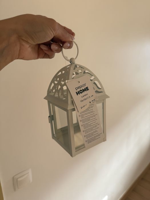 Lanterna porta velas branca nova com etiqueta