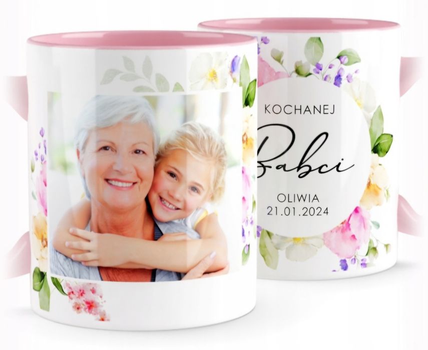 Kubek 330ml Dzień Babci z własnym zdjęciem i dedykacją super prezent !