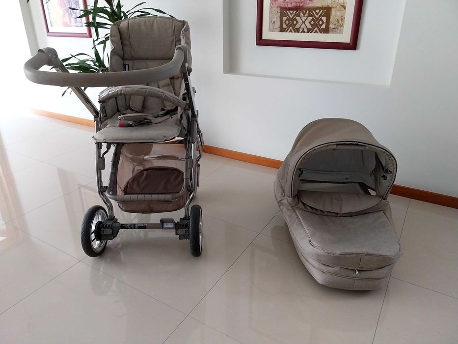 Duo Bebecar MCity Bege - Carrinho de passeio e alcofa