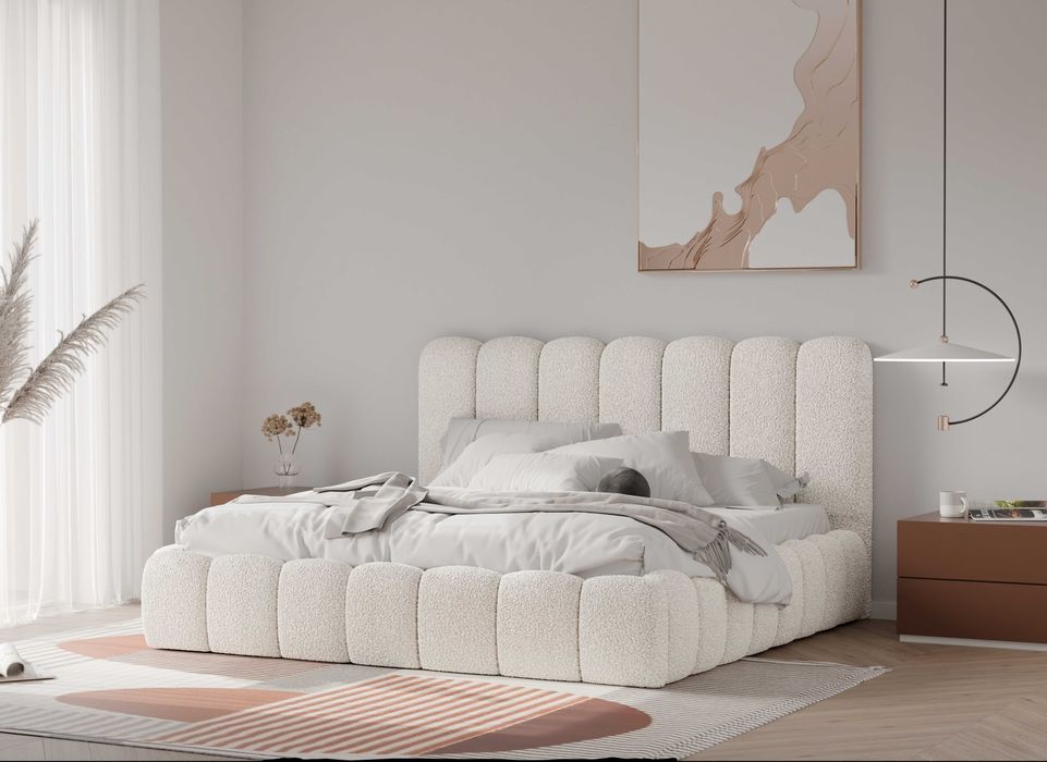 Łóżko Tapicerowane Amber tkanina wolly