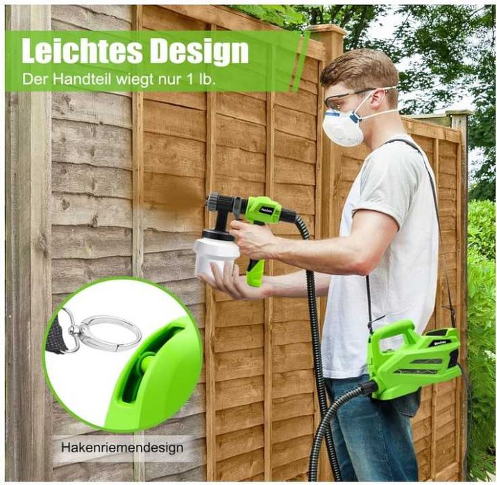 MaxAwe Elektryczny rozpylacz do farby, 800 W, 1100 ml/min, 4 dysze