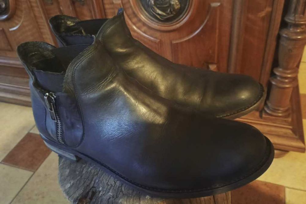 30 cm 45 46 Sztyblety Chelsea GINO ROSSI western zamek kowbojki czarne