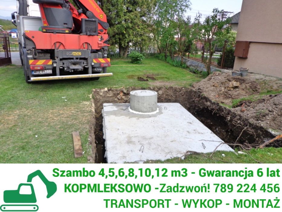 Szamba betonowe zbiorniki na szambo 4,6,8,10,12m z WYKOPEM kompleksowo