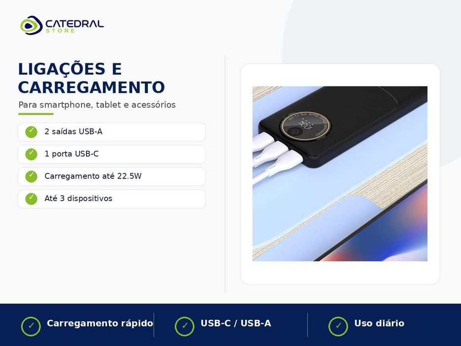 Powerbank DUDAO K12 Pro 20000mAh 22.5W PD – USB-C / USB-A – Nova