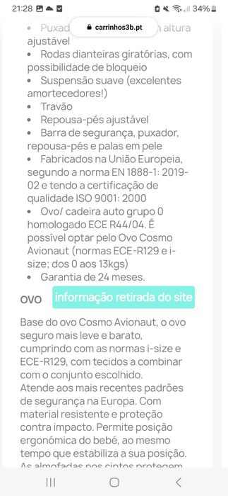 Carrinho trio gémeos