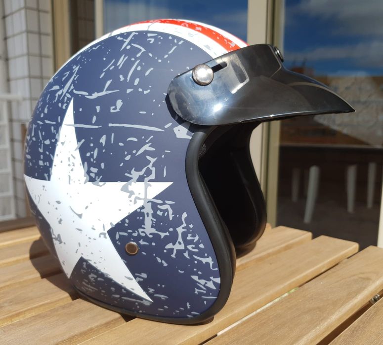 (NOVO) CAPACETE Mota Vintage Chopper Vespa Harley Bobber Shadow