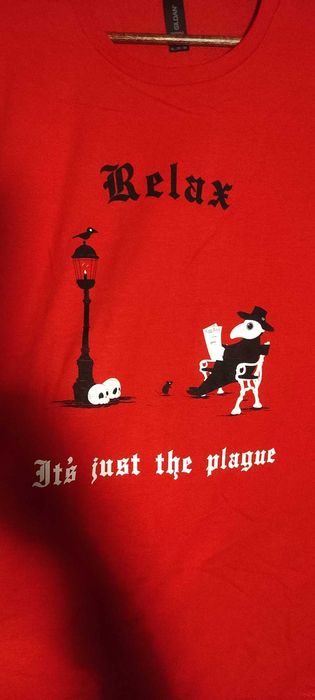 Koszulka T-shirt Doktor Plagi (Plague Doctor) | Bawełna, Czerwona, 3XL