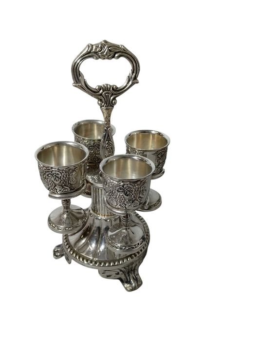 Antyczny Stojak Z Czterema Kieliszkami Na JAJKA