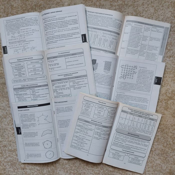 Фіізика, географія, укрмова, російська  в таблицях. Ранок.