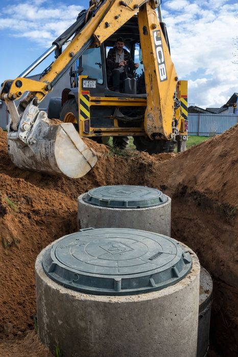 Копка септика під ключ. Каналізація с бетонних кілець від виробника