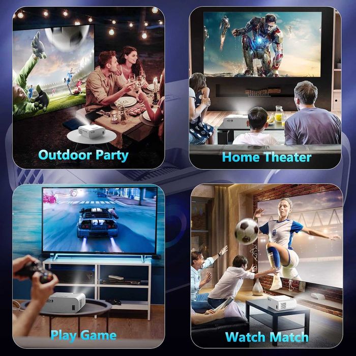 Projektor Full HD 9800 lumenów – natywny 1080P z 5G WiFi i Bluetooth