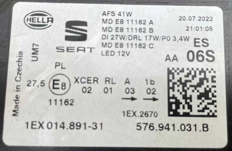 otica frontal ESQ seat ateca FULL LED . fase 2