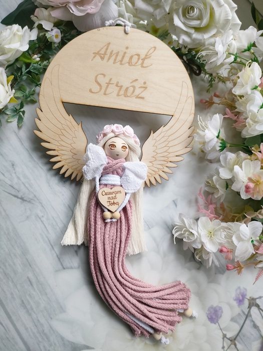 Pamiątka Chrztu Świętego Anioł Stróż rękodzieło