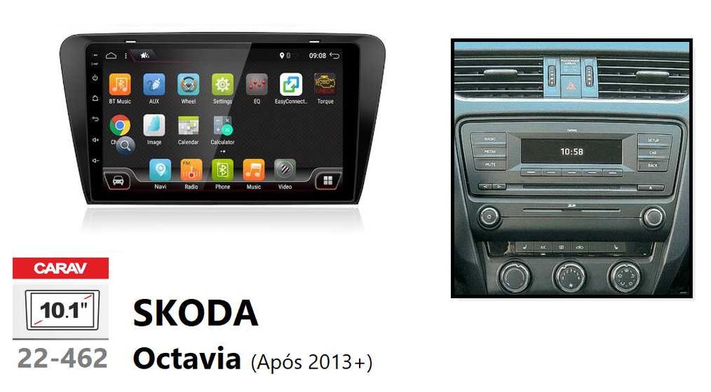 (NOVO) Rádio 2DIN • SKODA Octavia / Yeti / Rapid (4+64GB) • Android