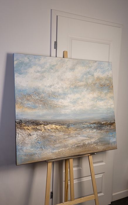 Piękna abstrakcja ze złotem, duży nowoczesny obraz