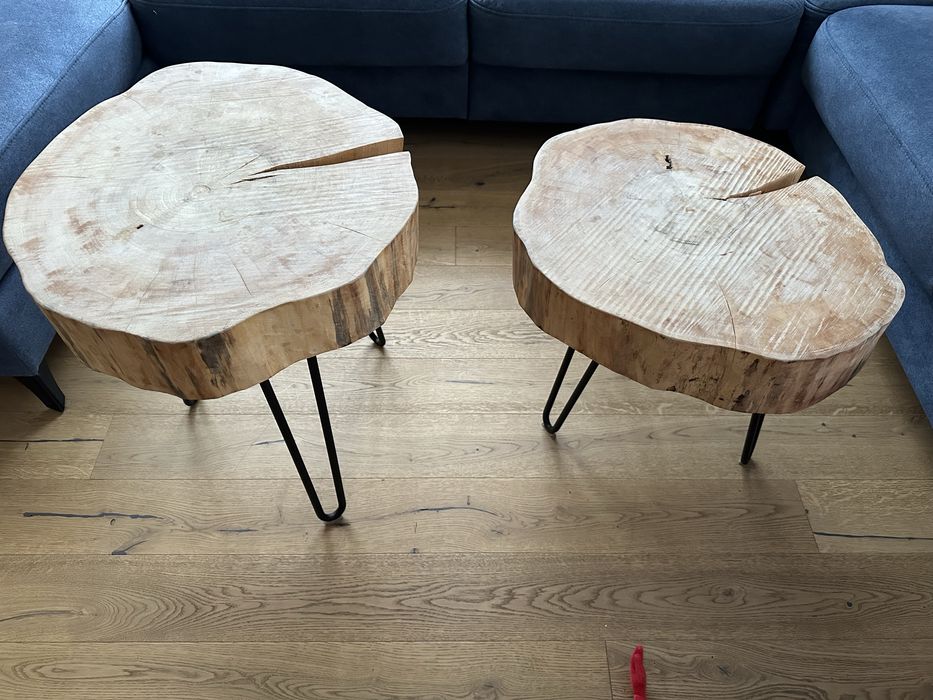 Stoliki plastry drewna