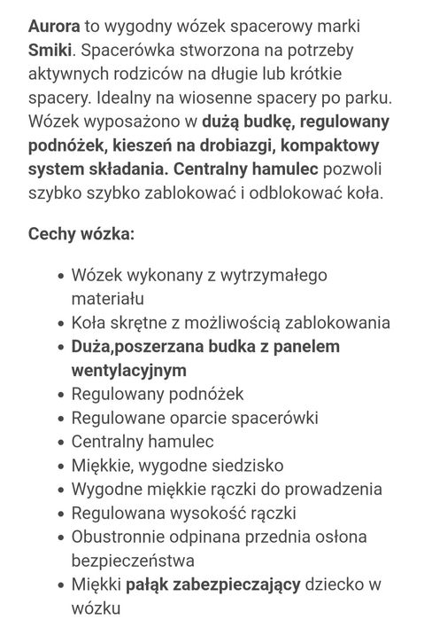 Wózek spacerowy dla dziecka
