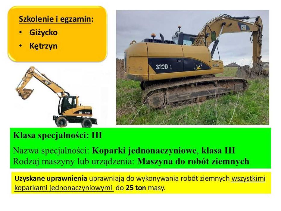 Kurs na koparko-ładowarkę, koparkę, ładowarkę w Kętrzynie i Giżycku