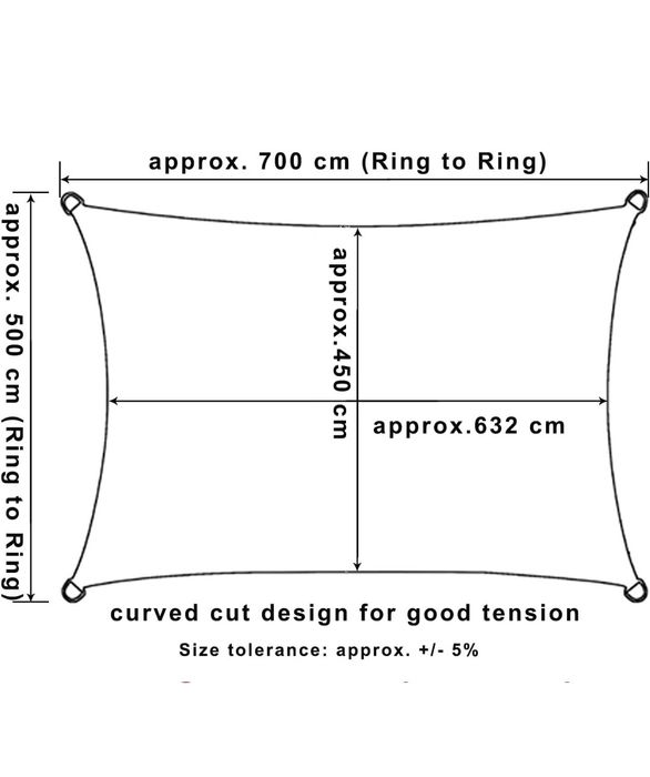 Toldo vela retangular 5x7