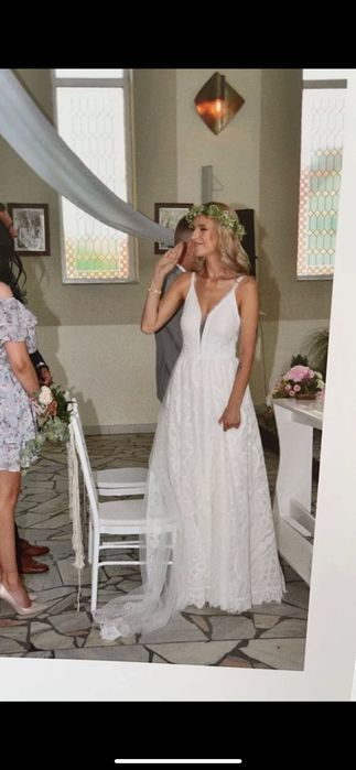Suknia ślubna boho, rozm 34-36