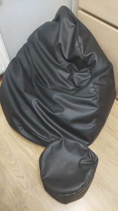 Czarna skórzana pufa worek sako xxl