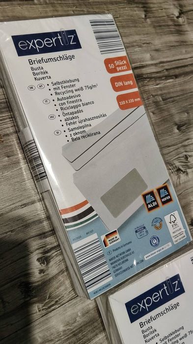 Koperty z okienkiem 200sztuk