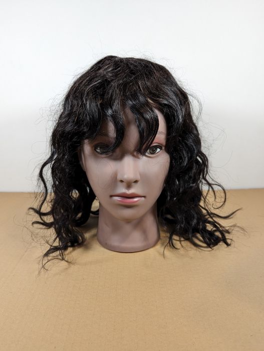 Kruczoczarna ludzkie fale naturalne włosy półdługie ok. 30cm brunetka
