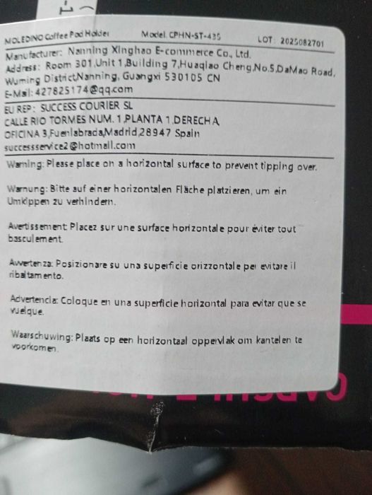 Suporte de Cápsulas Café Moledino CPHN-ST-435 (Novo)