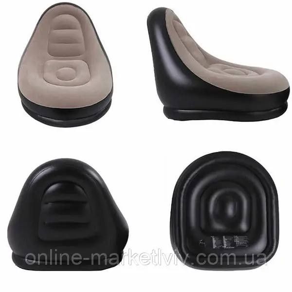 Надувний диван з пуфом Air Sofa - 99х130х76см Intex / Надувне велюрове