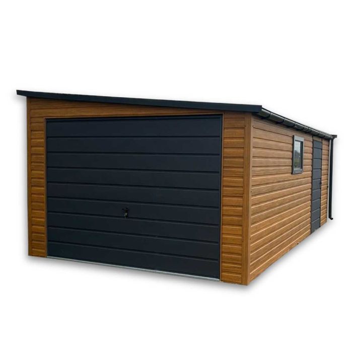 Garaż Blaszany 3.5x5 spad na prawo złoty dąb + Grafit PREMIUM OKAZJA