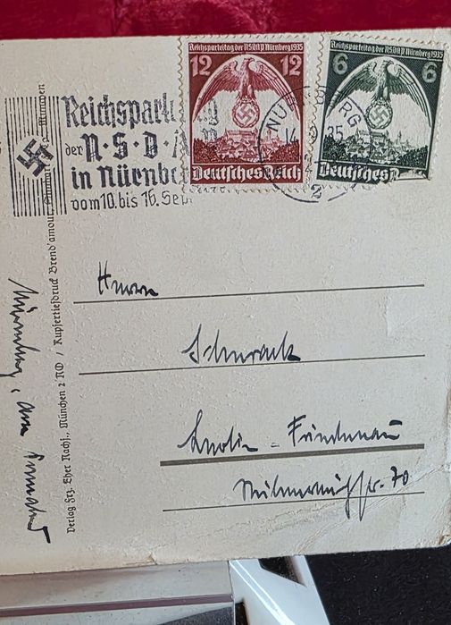 Pocztówka propagandowa Nürnberg 1935 NSDAP 3 Rzesza