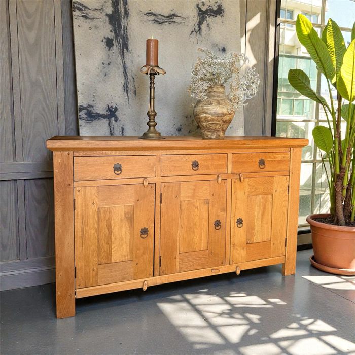 Komoda dębowa rustykalna 160 farmhouse jasna drewniana