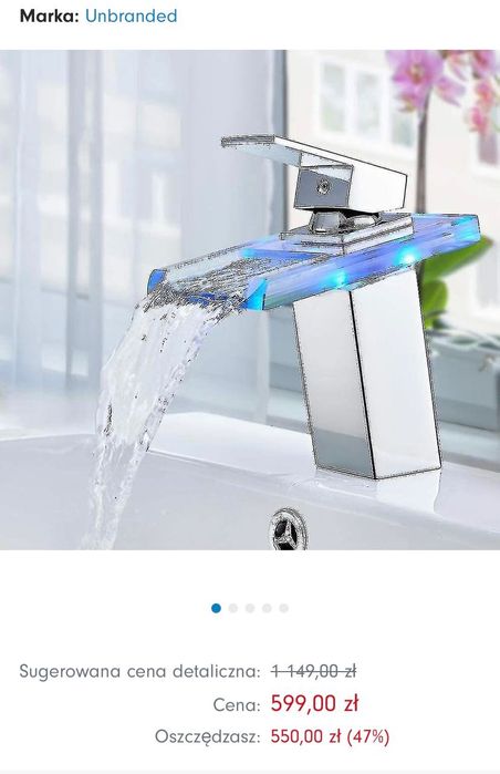 Bateria łazienkowa chromowana LED nowa!