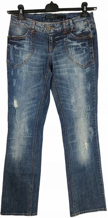 Only jeansowe spodnie prosta nogawka z przetarciami w27 l32