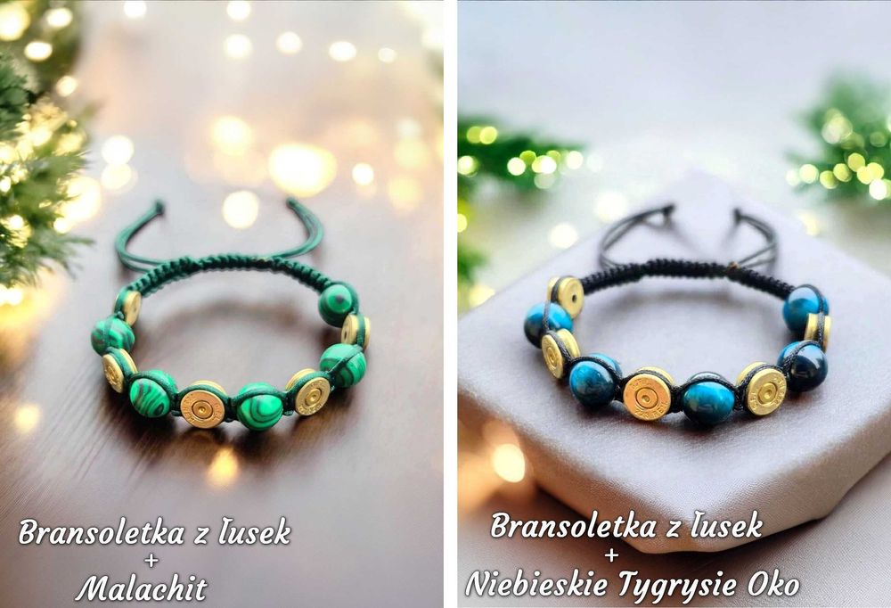 Własnoręcznie wykonana bransoletka łowiecka myśliwska z łusek Handmade