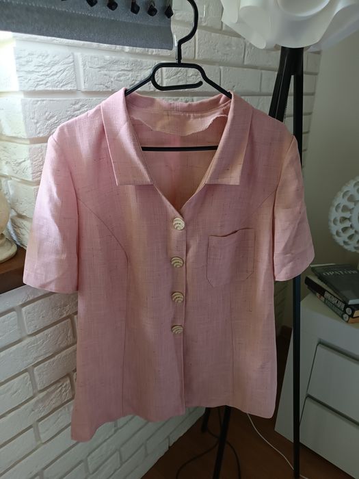 Żakiet krótki rękaw bluzka koszula 42 XL