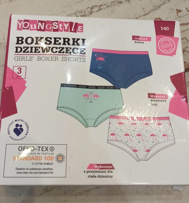 Nowe majtki bokserki dla dziewczynki 140 zestaw 3sztuki