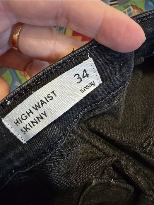 Jeansy czarne skinny high waist 34 xs