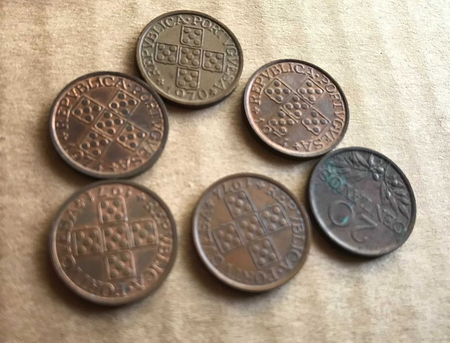 Moedas de 2 a 20 centavos, vários anos