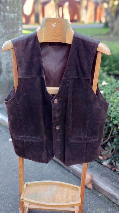 Colete de motard em camurça