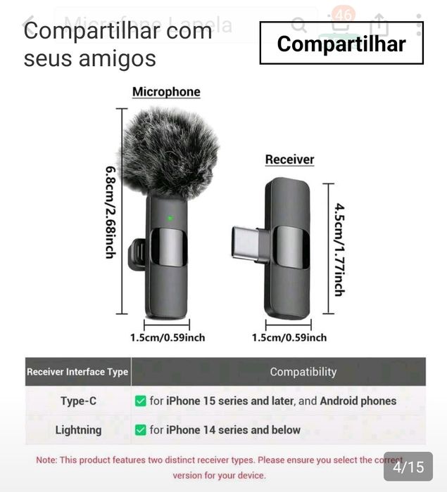Mini microfone para iphone