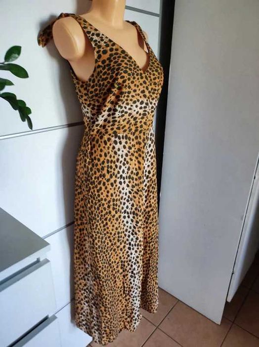 ASOS r 40 długa sukienka panterka Nowa bawełna/len